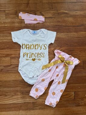 Daddy’s Princess Onesie with Polkadot bottoms